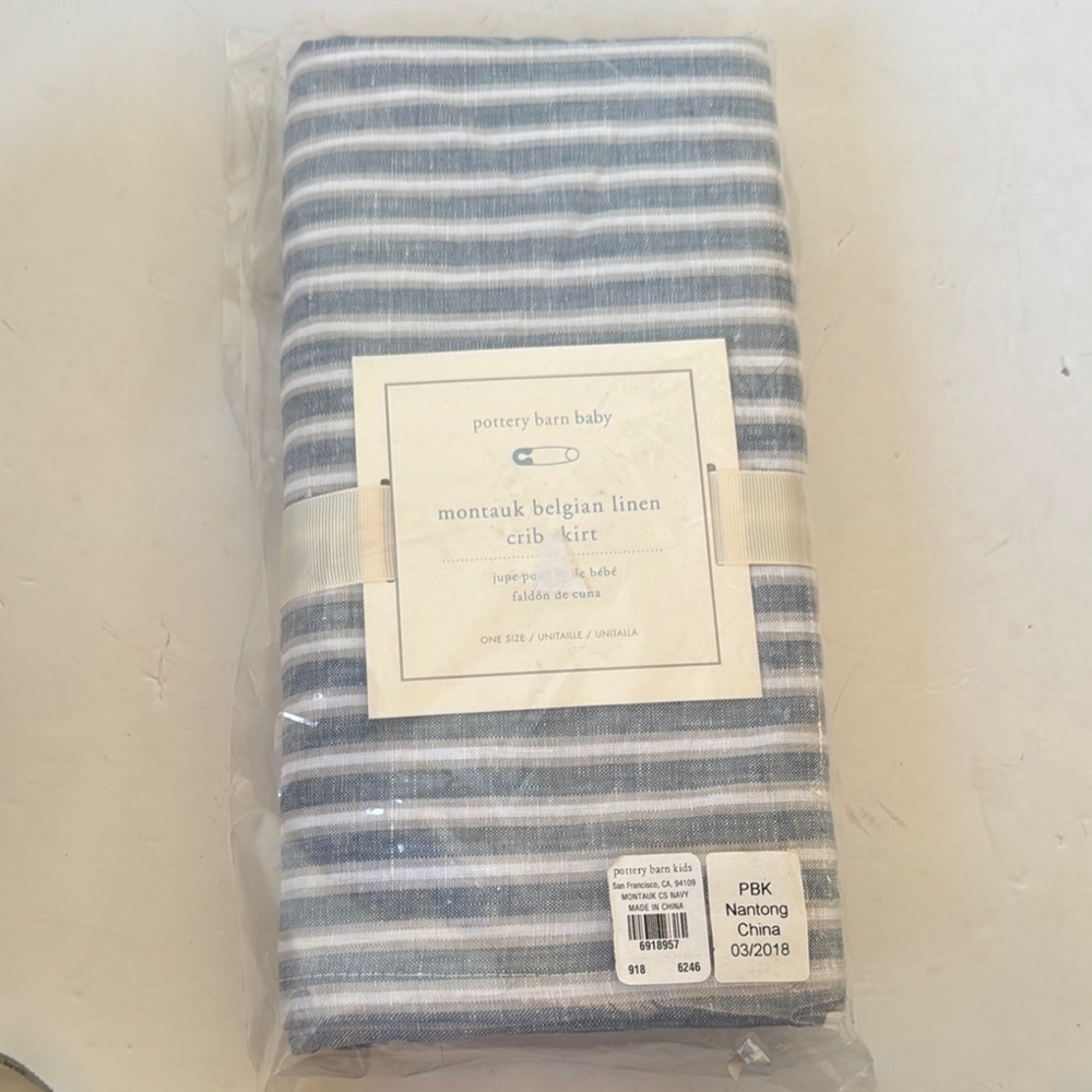 Pottery Barn baby linen crib  skirt